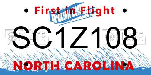 SC1Z108 North Carolina License Plate