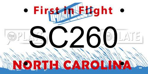 SC260 North Carolina License Plate