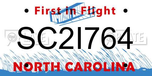 SC2I764 North Carolina License Plate