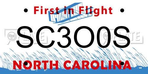 SC3O0S North Carolina License Plate