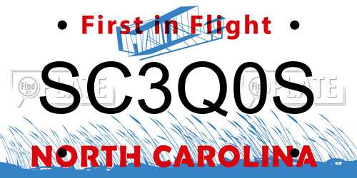 SC3Q0S North Carolina License Plate