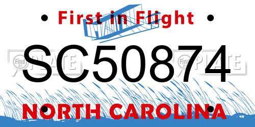 SC50874 North Carolina License Plate