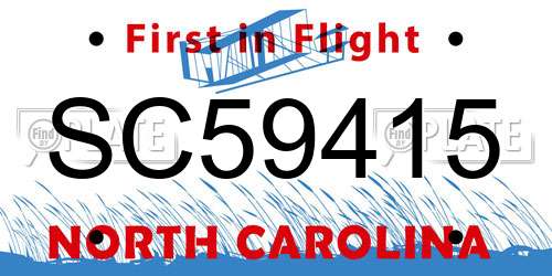 SC59415 North Carolina License Plate