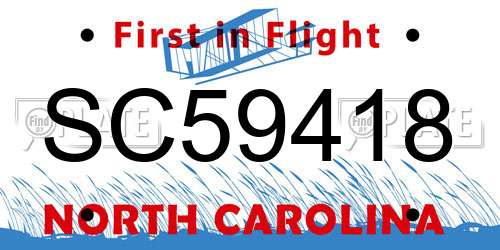 SC59418 North Carolina License Plate