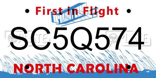 SC5Q574 North Carolina License Plate