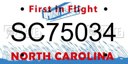 SC75034 North Carolina License Plate
