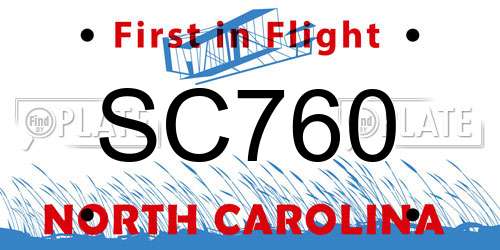 SC760 North Carolina License Plate