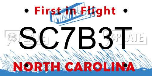 SC7B3T North Carolina License Plate