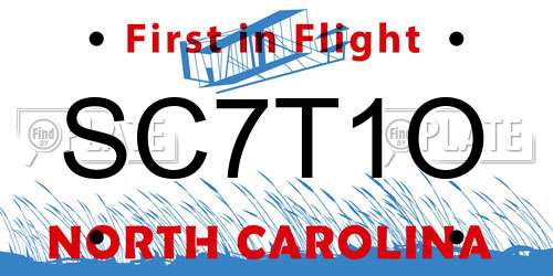 SC7T1O North Carolina License Plate