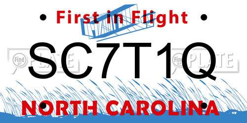 SC7T1Q North Carolina License Plate