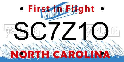 SC7Z1O North Carolina License Plate