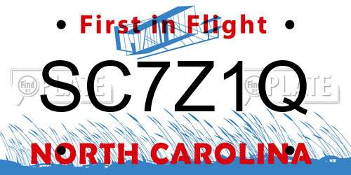 SC7Z1Q North Carolina License Plate