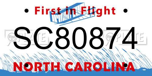 SC80874 North Carolina License Plate
