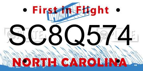 SC8Q574 North Carolina License Plate