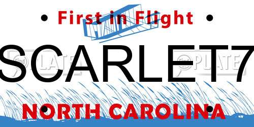 SCARLET7 North Carolina License Plate