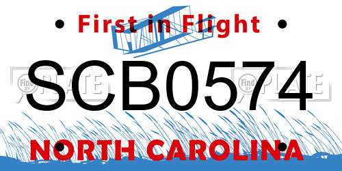 SCB0574 North Carolina License Plate