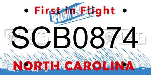 SCB0874 North Carolina License Plate