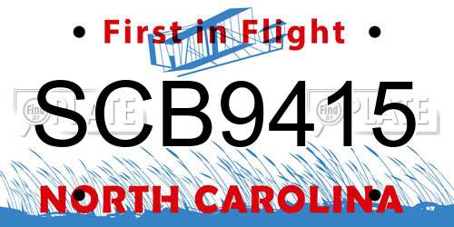 SCB9415 North Carolina License Plate