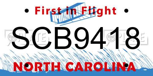 SCB9418 North Carolina License Plate