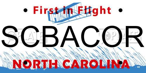 SCBACOR North Carolina License Plate