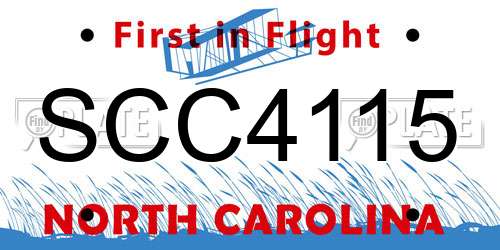 SCC4115 North Carolina License Plate