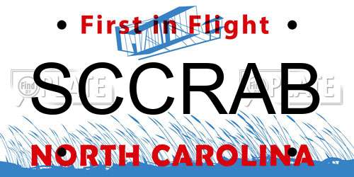 SCCRAB North Carolina License Plate