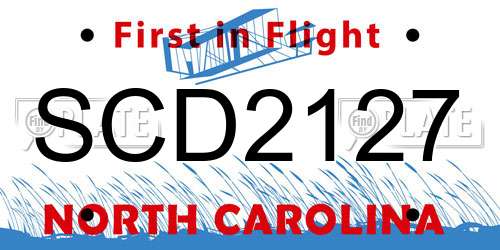 SCD2127 North Carolina License Plate