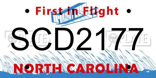SCD2177 North Carolina License Plate