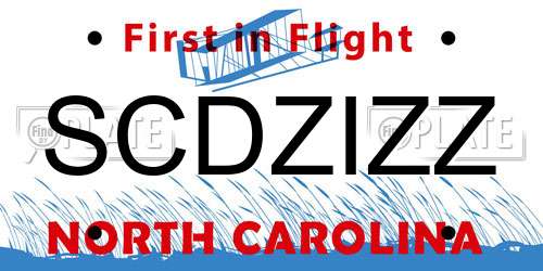 SCDZIZZ North Carolina License Plate