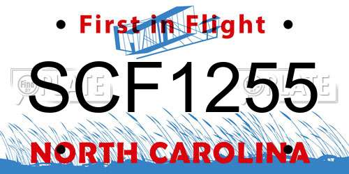 SCF1255 North Carolina License Plate