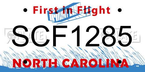 SCF1285 North Carolina License Plate