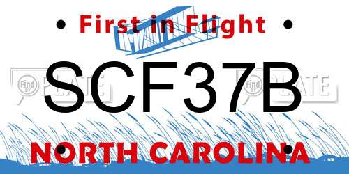SCF37B North Carolina License Plate