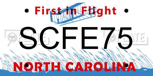 SCFE75 North Carolina License Plate