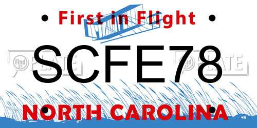SCFE78 North Carolina License Plate