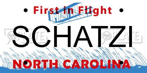 SCHATZI North Carolina License Plate