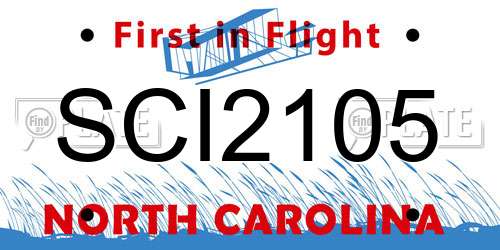 SCI2105 North Carolina License Plate