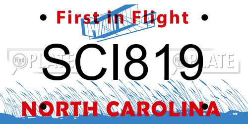 SCI819 North Carolina License Plate