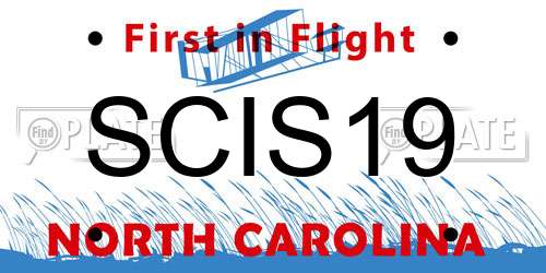 SCIS19 North Carolina License Plate