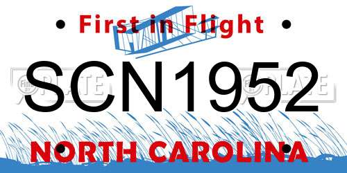 SCN1952 North Carolina License Plate