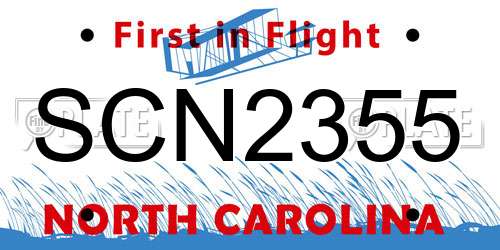 SCN2355 North Carolina License Plate