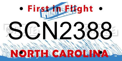 SCN2388 North Carolina License Plate
