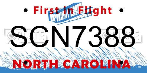 SCN7388 North Carolina License Plate