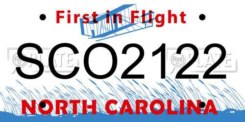 SCO2122 North Carolina License Plate