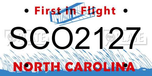 SCO2127 North Carolina License Plate