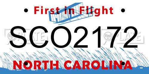SCO2172 North Carolina License Plate