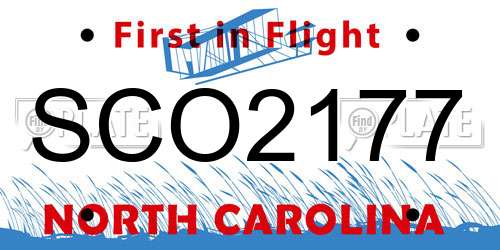 SCO2177 North Carolina License Plate