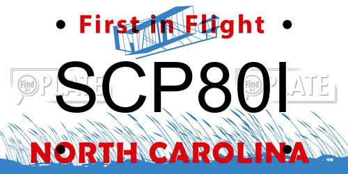 SCP80I North Carolina License Plate