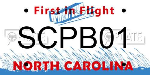 SCPB01 North Carolina License Plate