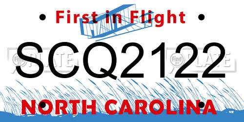 SCQ2122 North Carolina License Plate