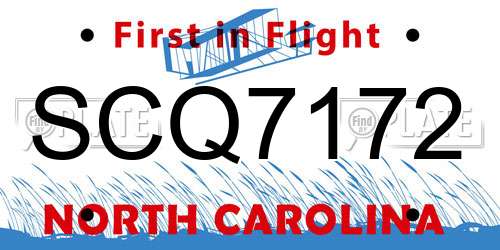 SCQ7172 North Carolina License Plate